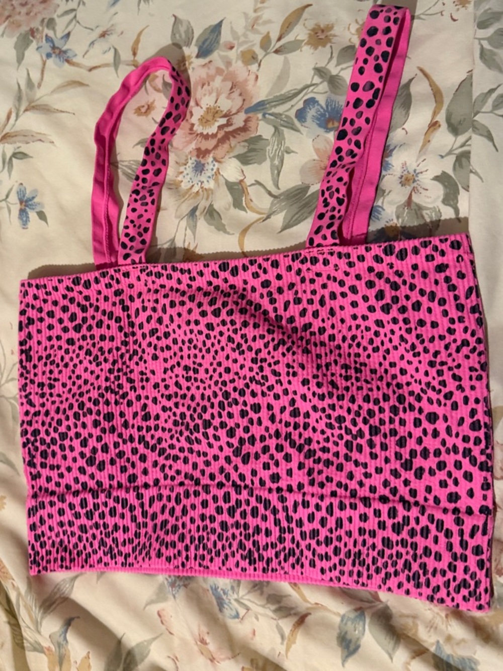 No Boundaries Hot Pink Leopard Print crop top.